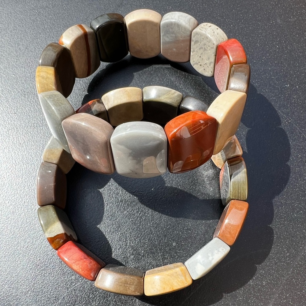 Polychrome jasper soft bangle